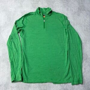 Icebreaker Bodyfit 200 1/4 Zip Shirt Merino Wool Baselayer Green Women's M READ